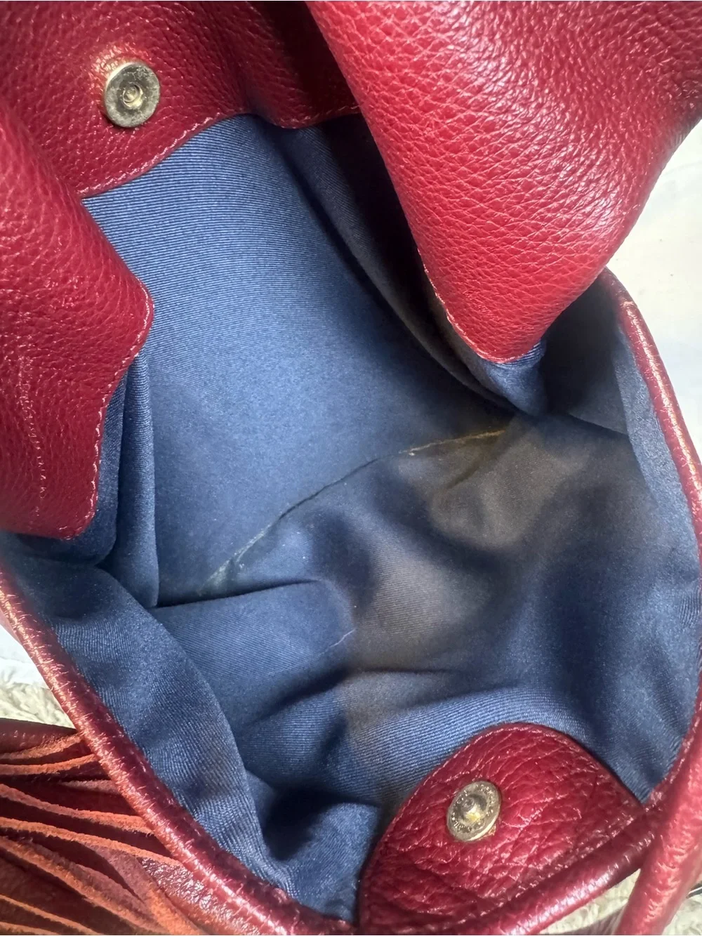 Tommy Hilfiger Burgundy Leather Hobo with Tassel